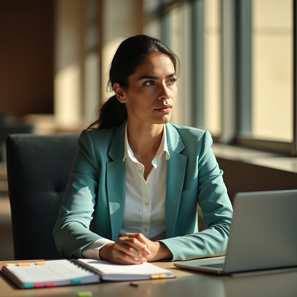 Person with ADHD working in a structured, calm workspace with organized visual tools
